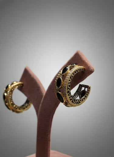 Black Shimmer Hoops Earrings